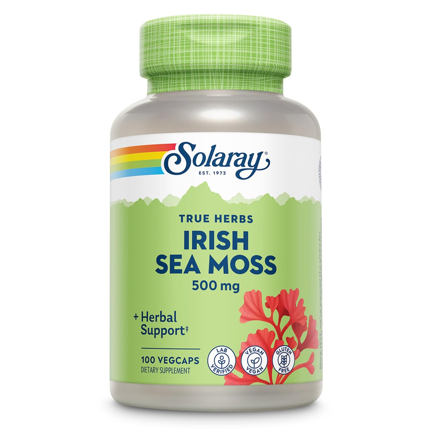 SOLARAY Irish Sea Moss 500 mg Naturally Occurring Vitamins, Minerals, and Fiber Herbal Support for Gut Health and More Capsules 100