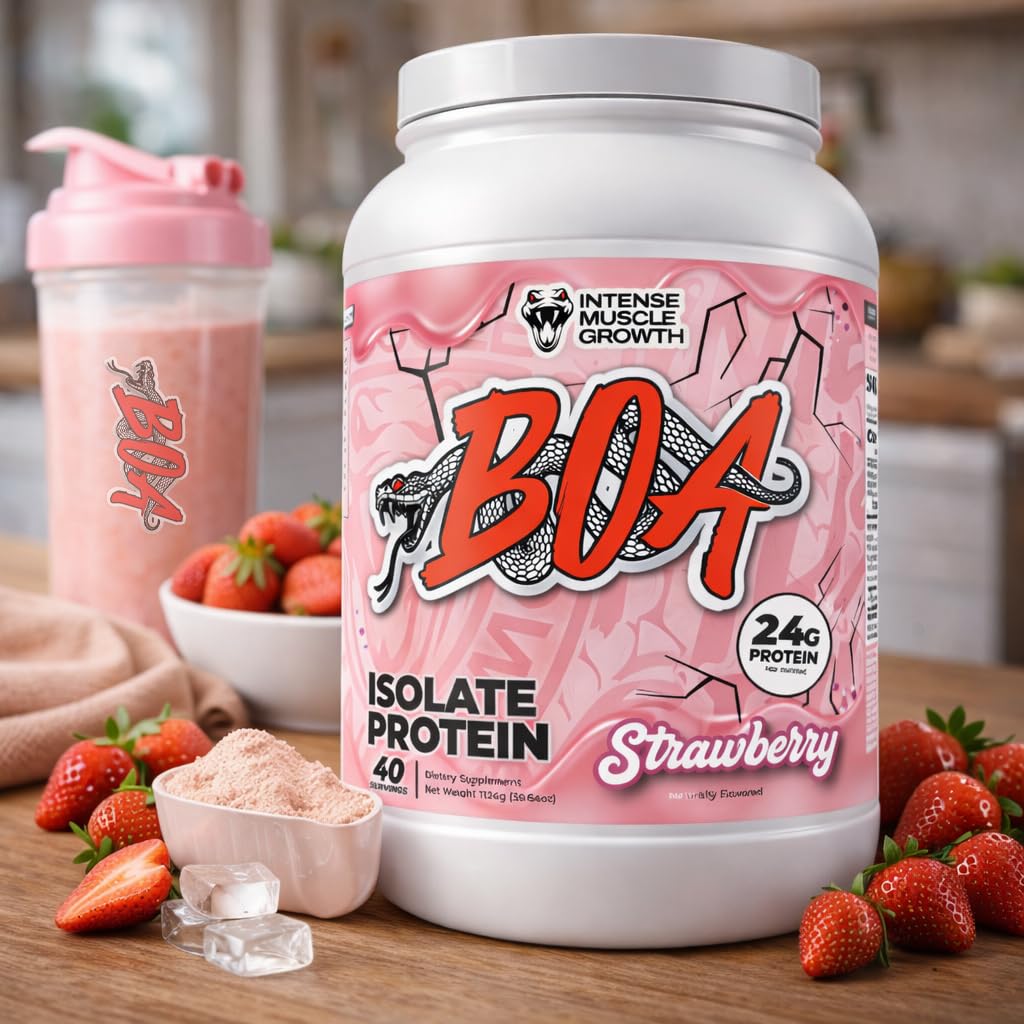 BOA Whey Protein Isolate Powder, Strawberry, 40 Servings