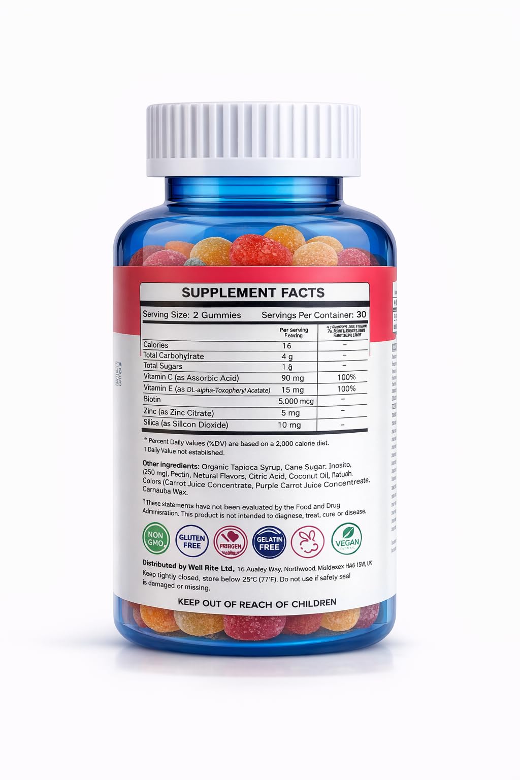 Wellrite Glow Skin Gummy Vitamins, 60 Count