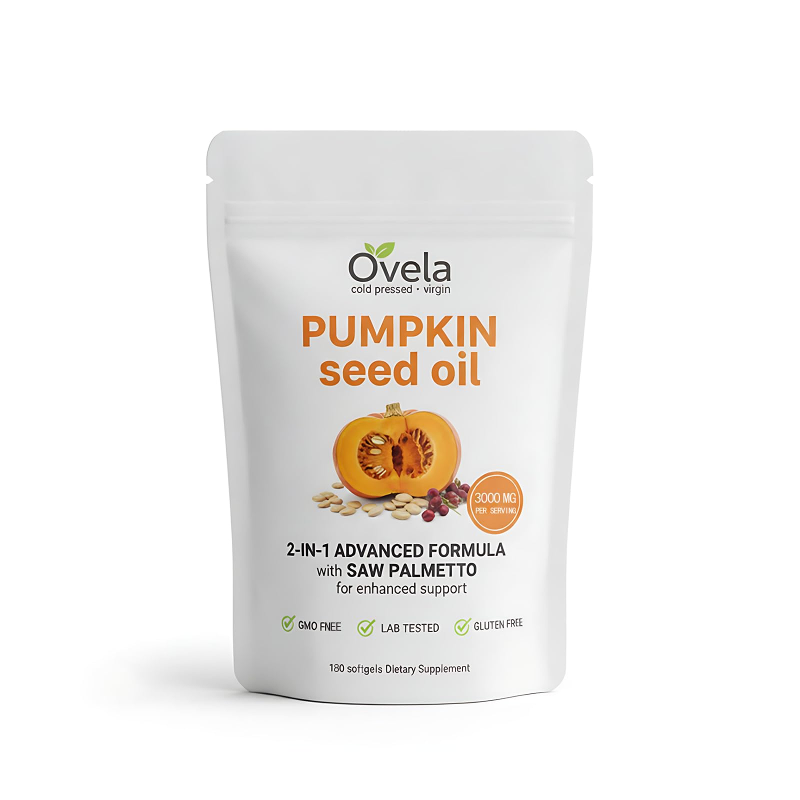Ovela Pumpkin Seed Oil with Saw Palmetto Softgels, 180
