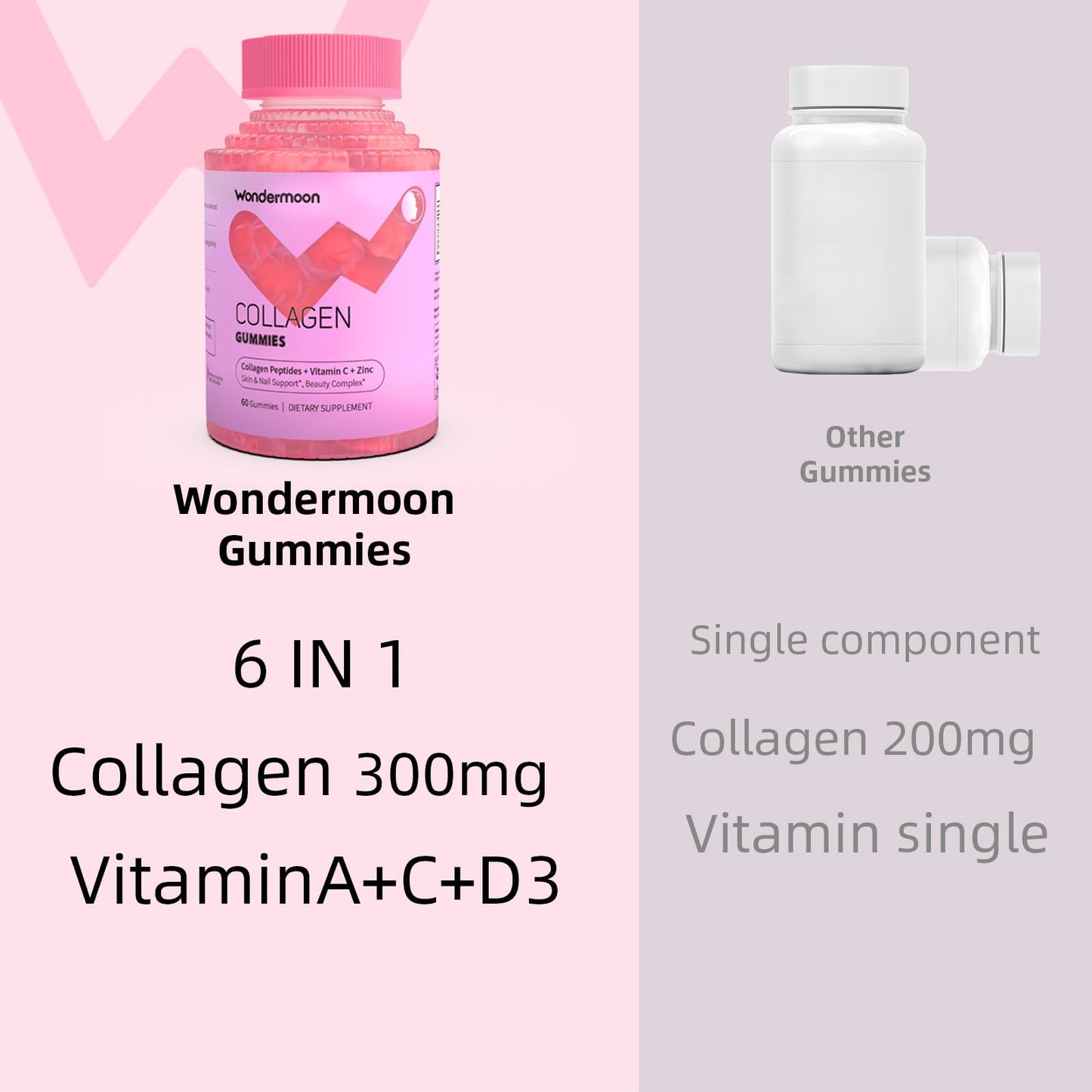 Wondermoon Women's Collagen Gummies with Vitamin C, Biotin & Zinc, 60 Gummies