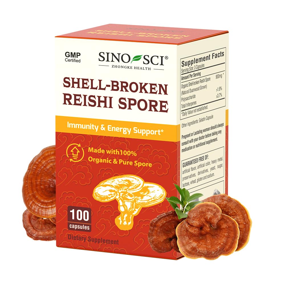Sino-Sci Shell-Broken Reishi Mushroom Spore Supplement 100 Capsules