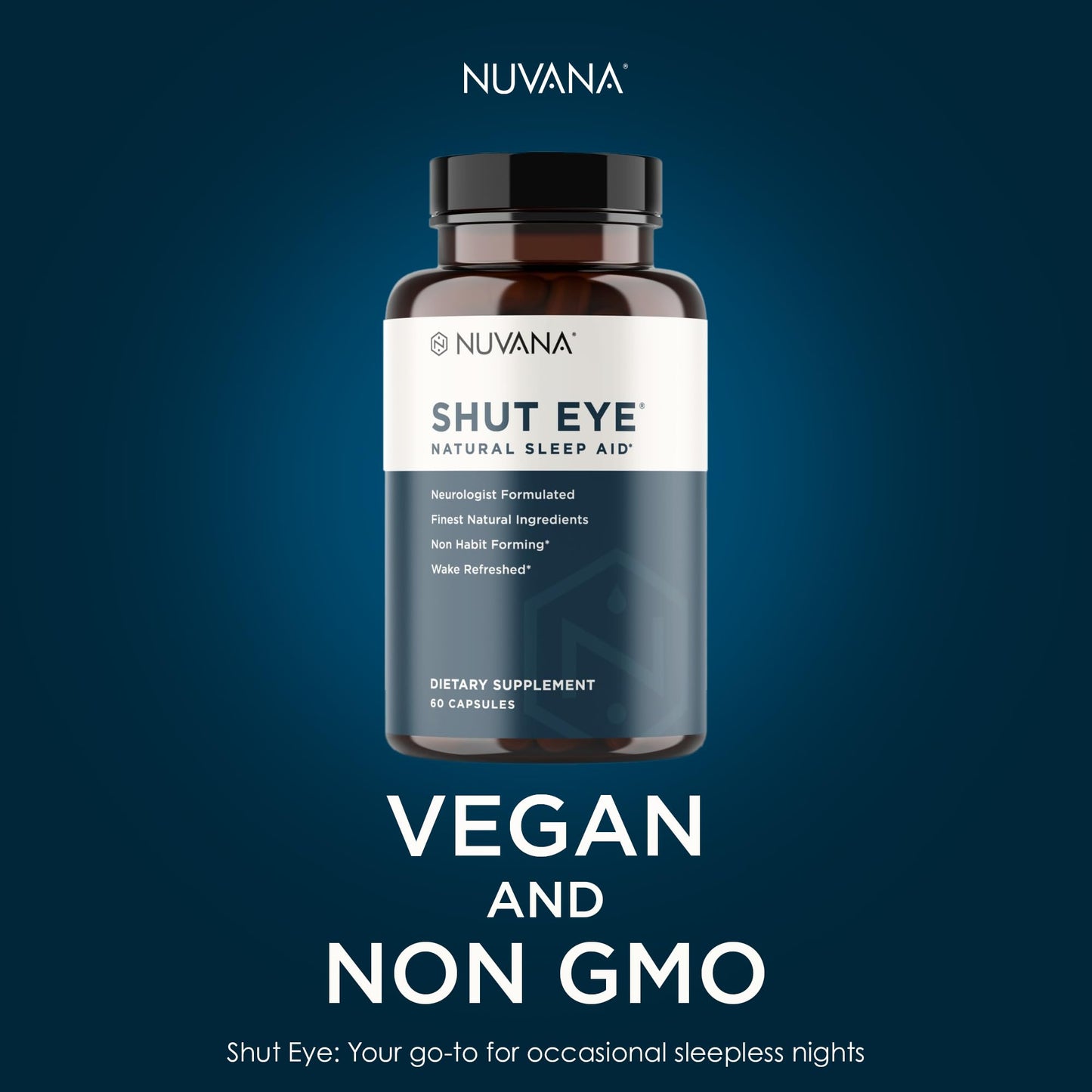 Nuvana Shut Eye Natural Sleep Aid Supplement for Adults 60 Capsules