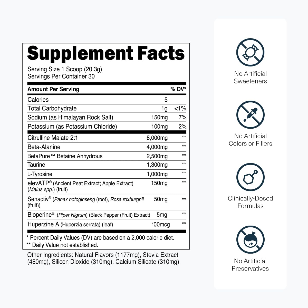 Transparent Labs Stim-Free Pre-Workout Powder 30 Servings
