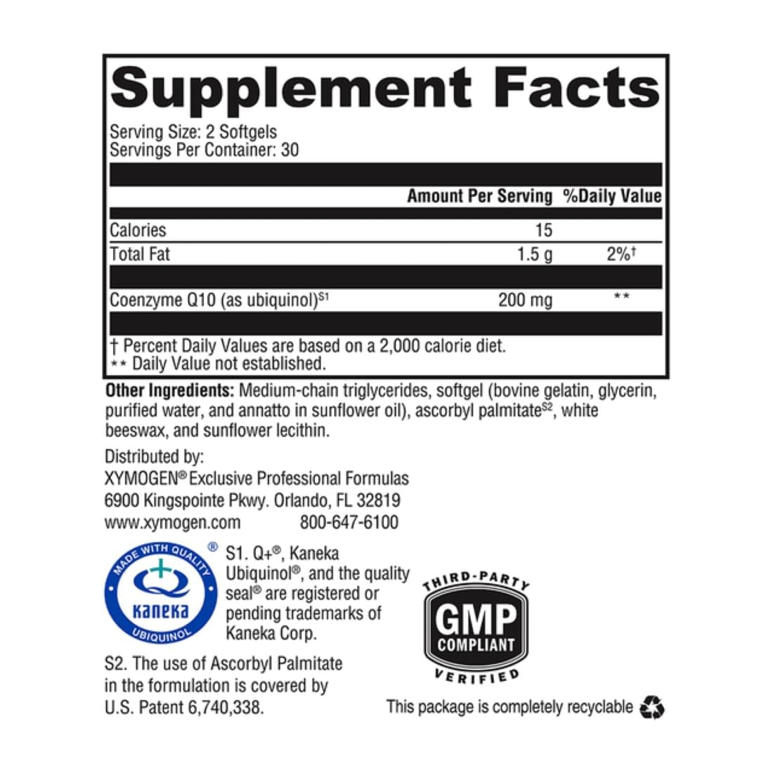 XYMOGEN CoQmax Ubiquinol - 100mg CoQ10 - Patented Stabilized Form - Coenzyme Q10 for Antioxidant Brain & Heart Health Support Softgels 60