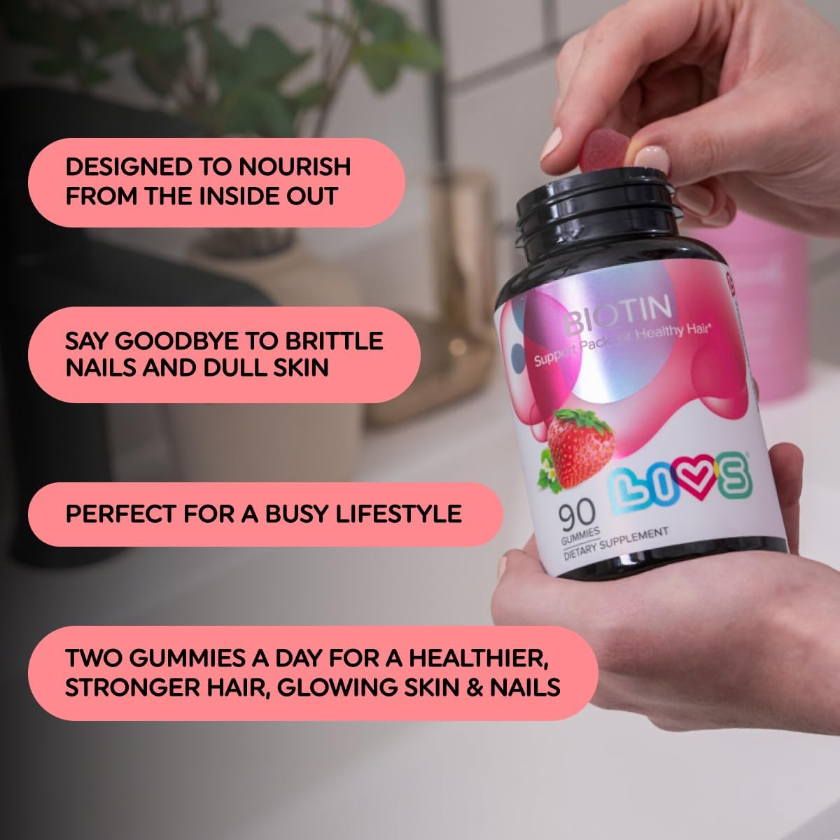 LIVS Biotin Gummies 10000mcg, 180 Gummies