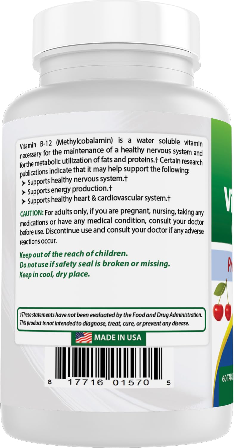 Best Naturals Vitamin B-12 as Methylcobalamin (Methyl B12), 6000 mcg Sublingual Tablets, 180 Tablets