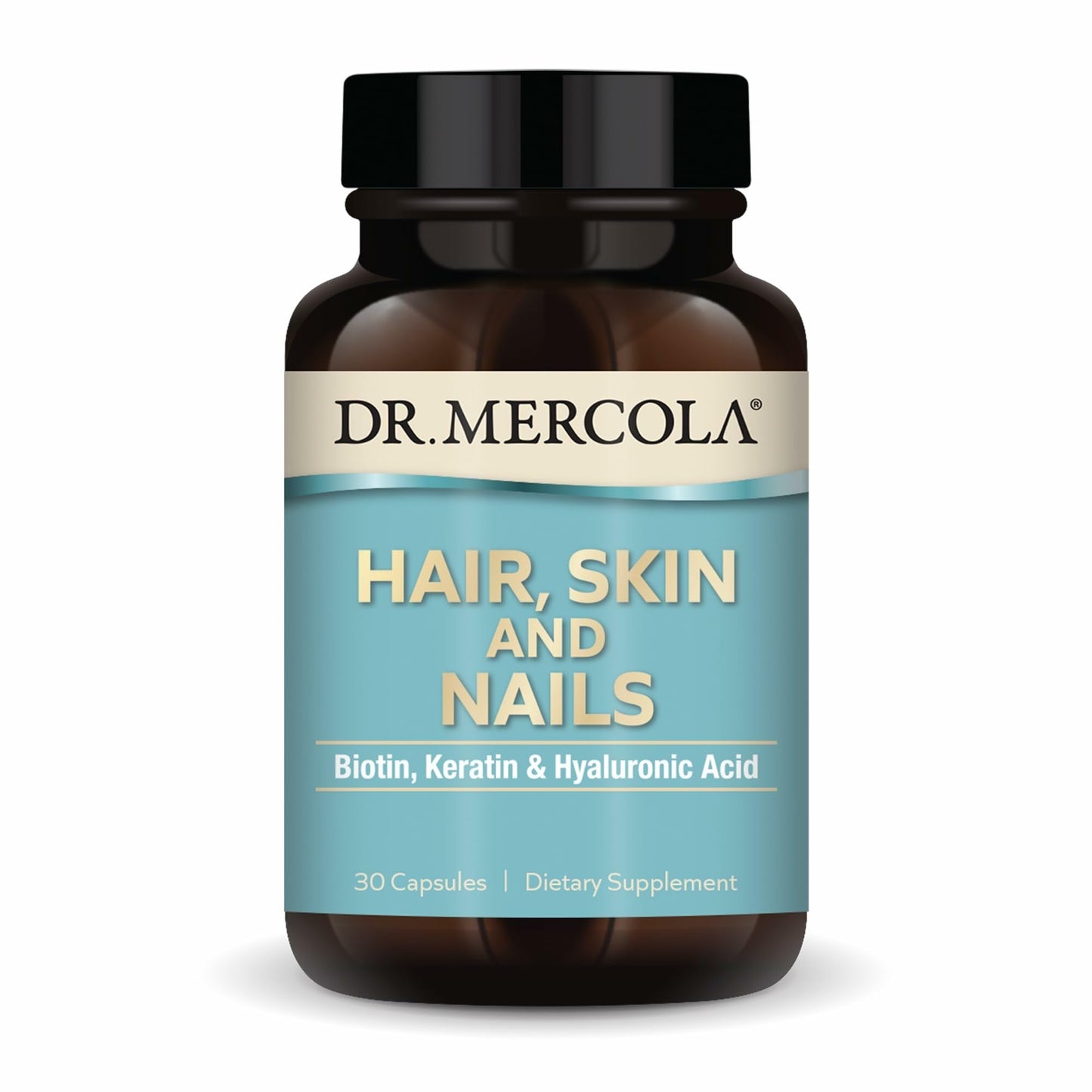 Dr. Mercola Hair, Skin and Nails Biotin, Keratin & Hyaluronic Acid Capsules, 30 Count