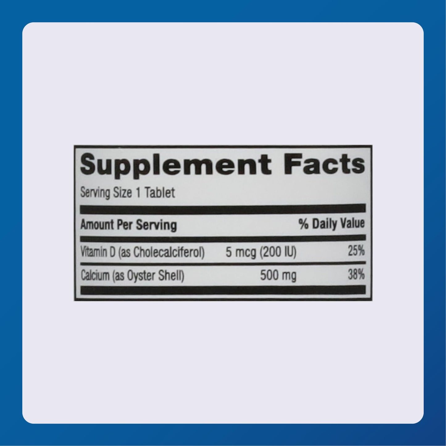 MAJOR Oyster Shell Calcium with Vitamin D3 500 mg / 5 mcg (200 IU) Calcium Supplement Tablet, 60 Tablets
