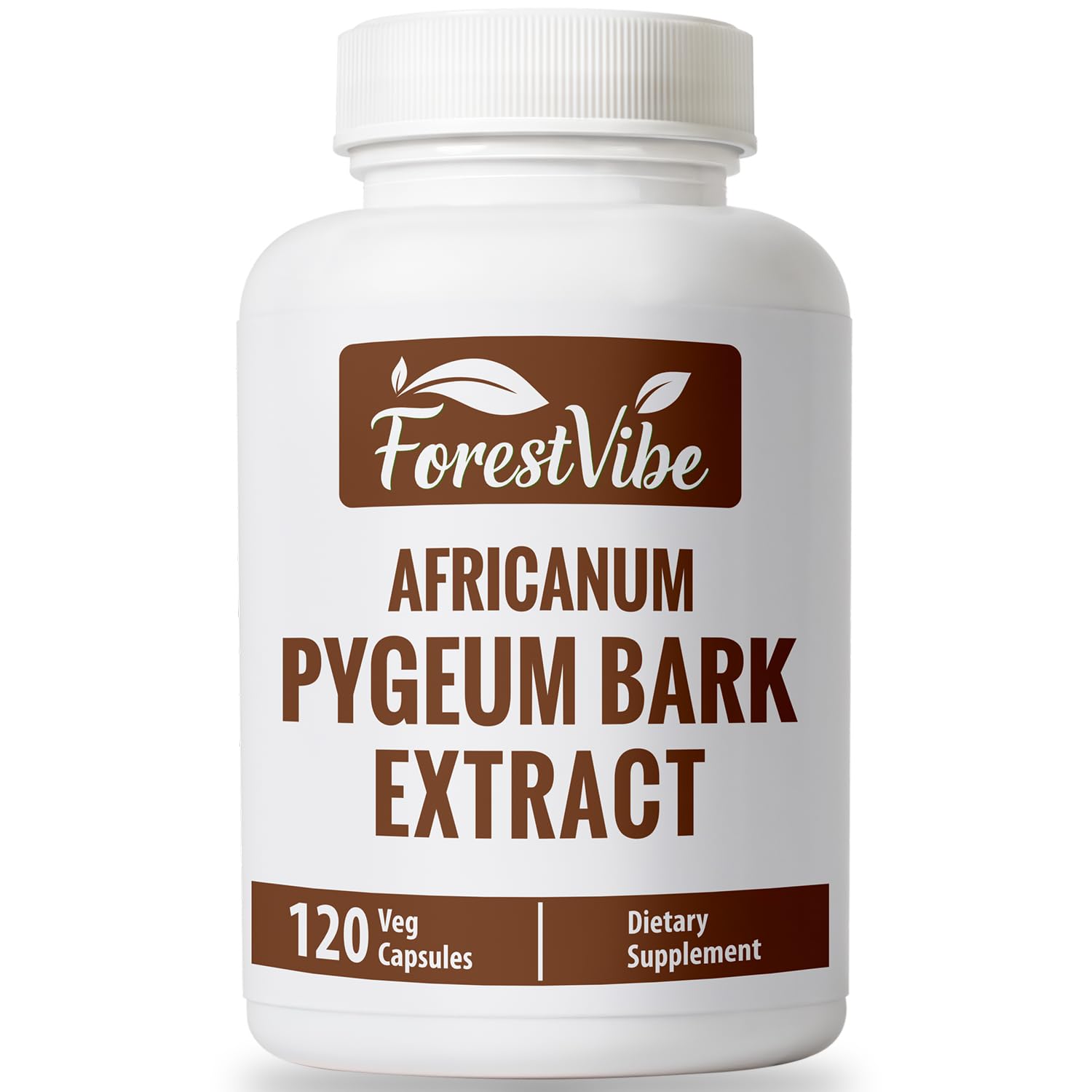 ForestVibe Pygeum Supplement for Men 500mg, Standardized Pygeum Africanum Bark Extract Capsules, 120