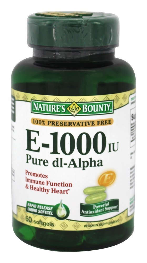 Nature's Bounty Vitamin E 1000 IU Softgels Pure DL-Alpha, 120 Softgels