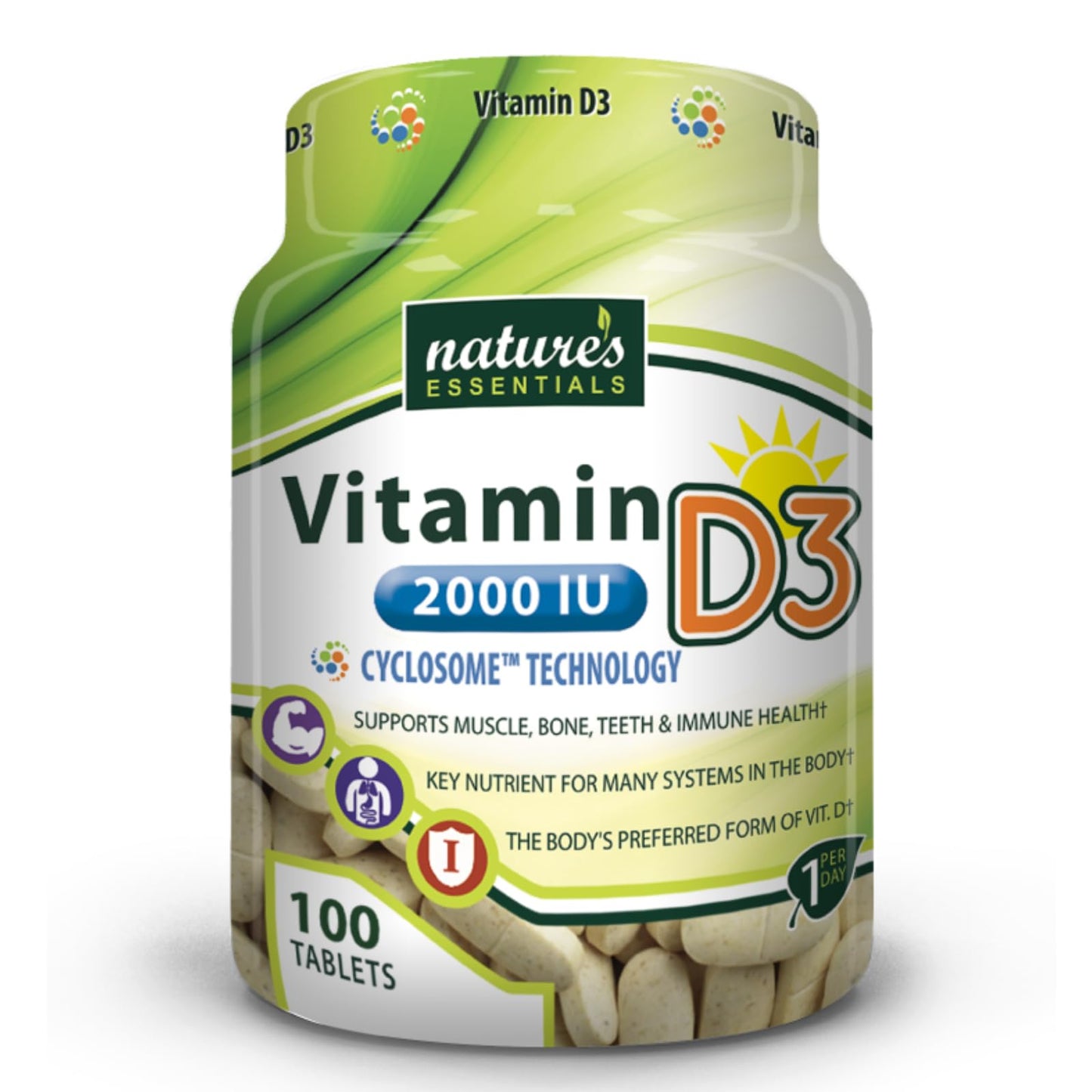Nature's Essentials Vitamin D3 2000IU Tablet, 100 Count