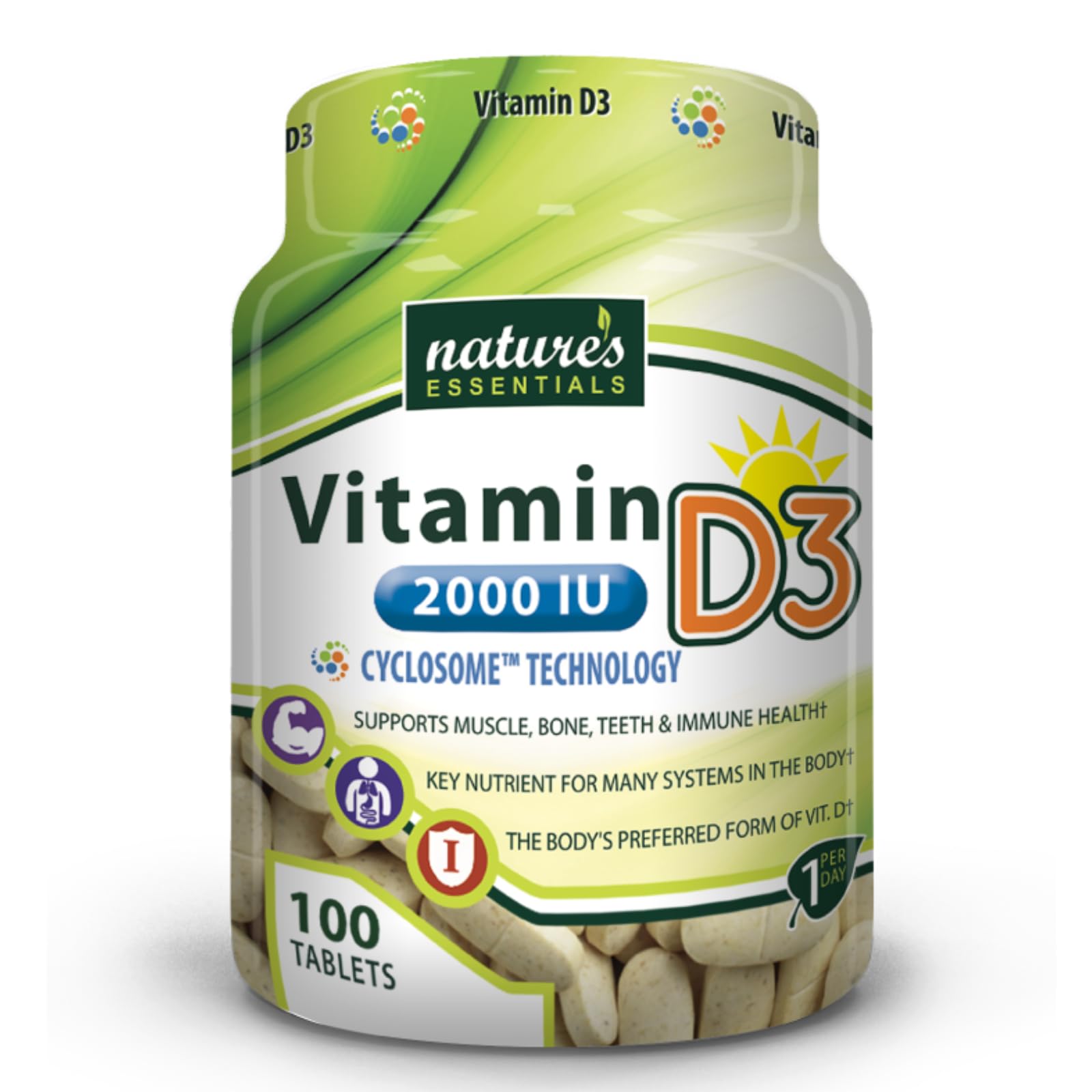 Nature's Essentials Vitamin D3 2000IU Tablet, 100 Count
