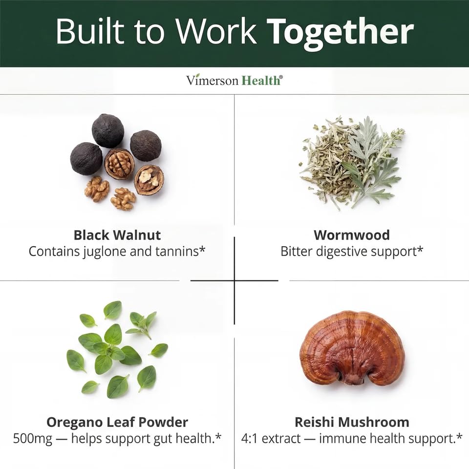 Vimerson Health Black Walnut Wormwood Candida Cleanse Capsules, 60 Count