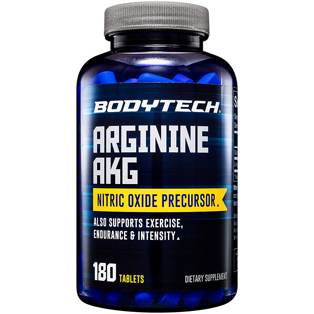 BodyTech Arginine AKG 3000mg - Nitric Oxide Precursor - Supports Blood Flow, Muscle Pumps & Performance, 180 Tablets