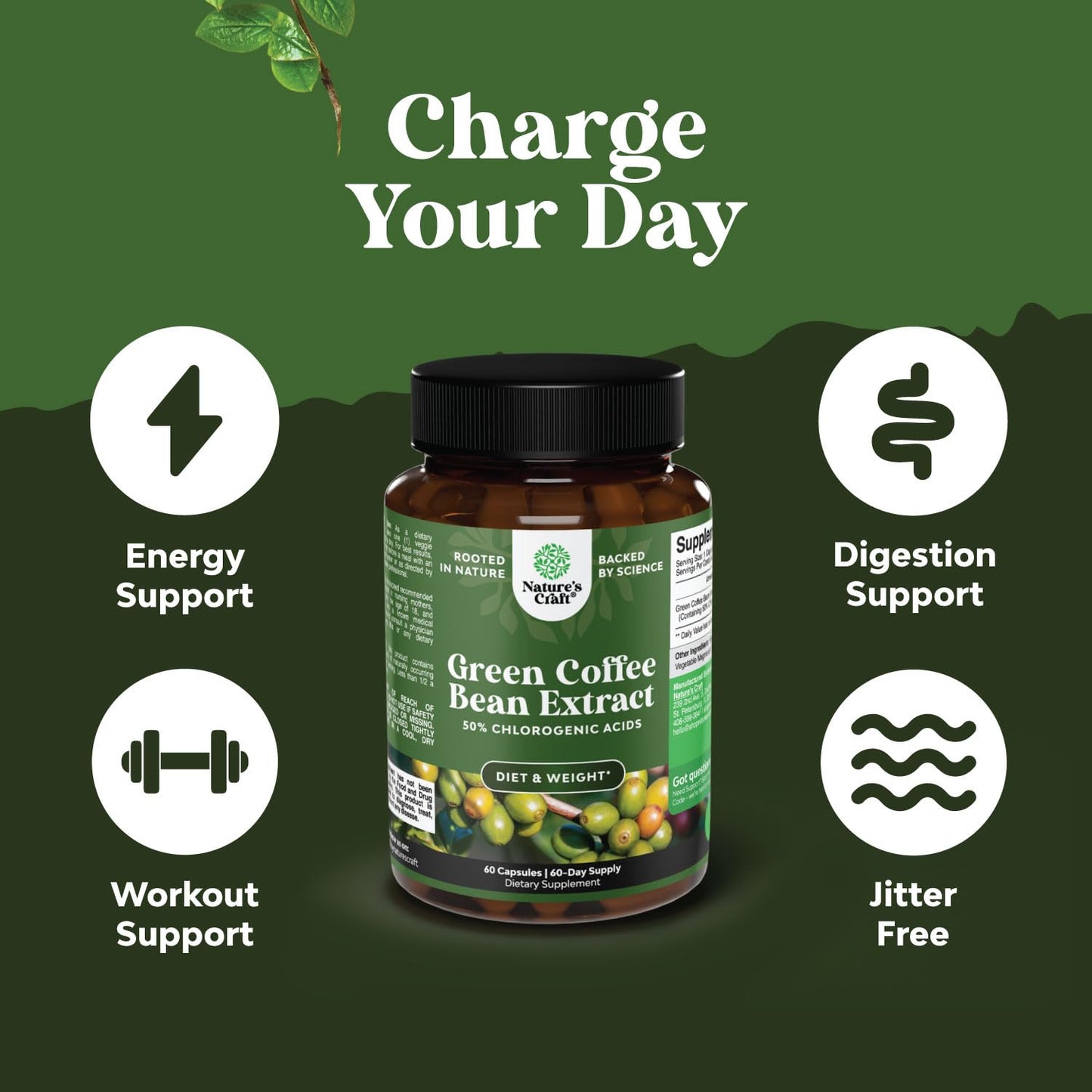 Natures Craft Pure Green Coffee Bean Extract Capsule, 60 Count