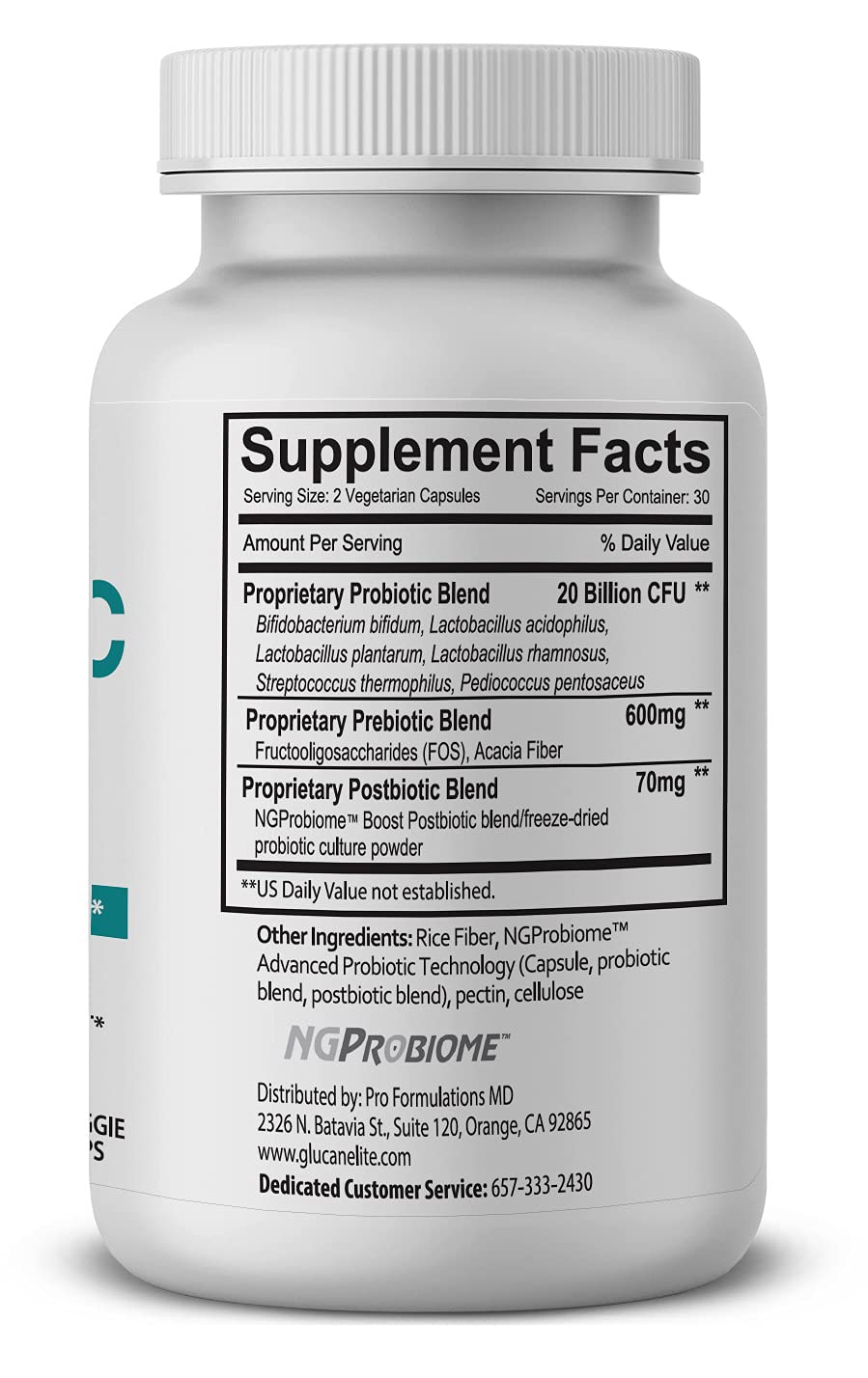 Pro Formulations MD Probiotic Elite – Synbiotic with FOS + Supernatant, 20 Billion CFU, Powder, 60 Count