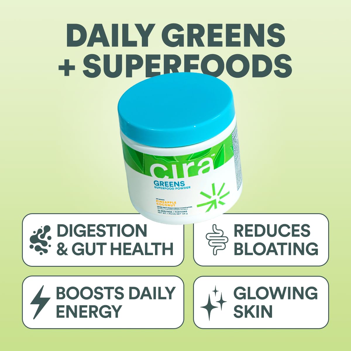 Cira Daily Greens Spirulina Powder 5.29 Ounce