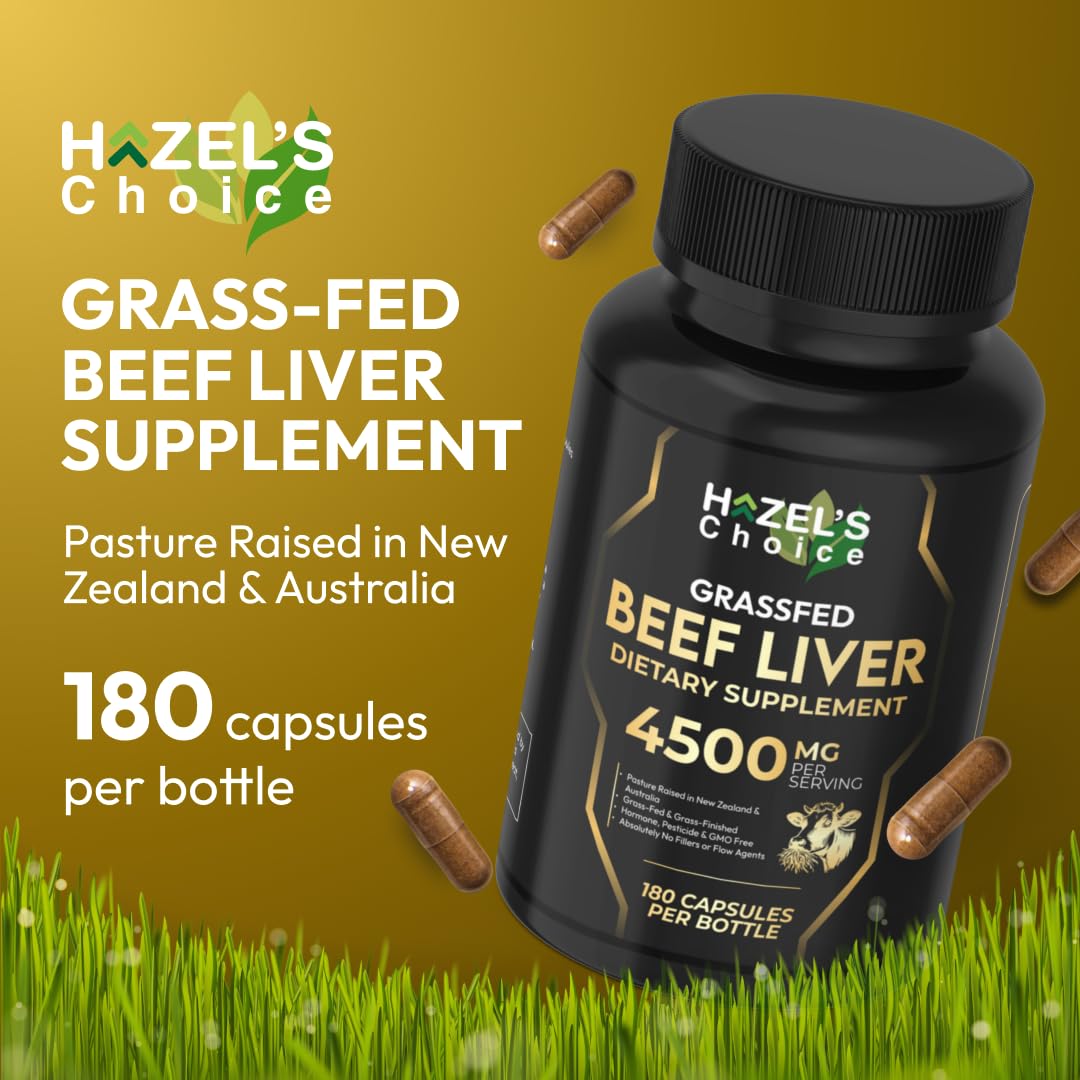 HAZEL'S Choice Grassfed Beef Liver Supplement 4500mg, 180 Capsules
