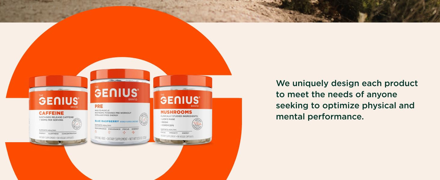 The Genius Brand Genius Pre Workout Powder Sour Apple + Genius Micronized Creatine Post Workout Powder, Powder, 17.28
