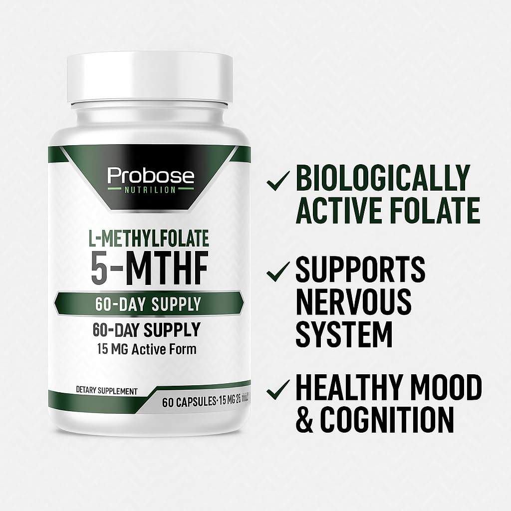Probase Nutrition L-Methyl Folate 15mg - Active 5-MTHF Form 60 Capsules