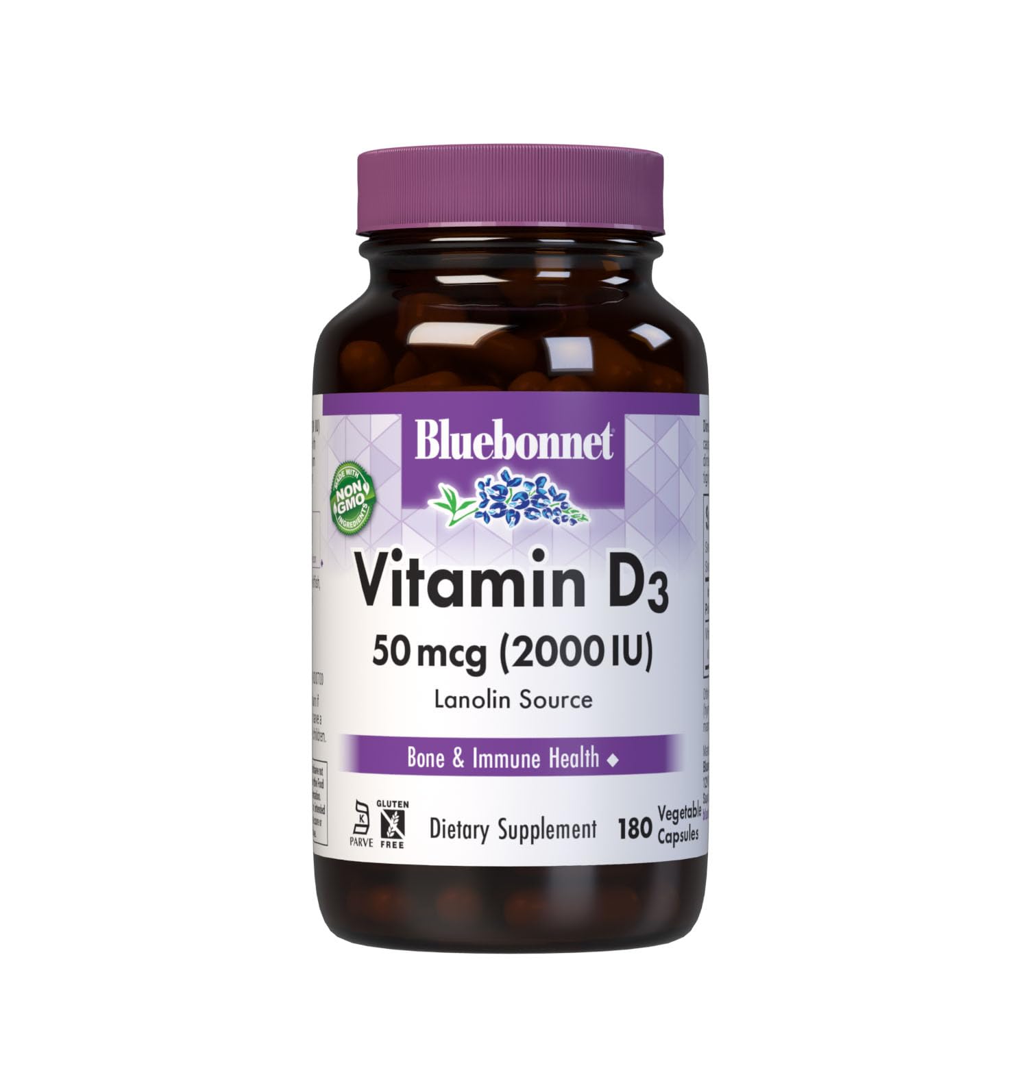 BlueBonnet Vitamin D3 2000 IU Vegetable Capsule, 180 Count