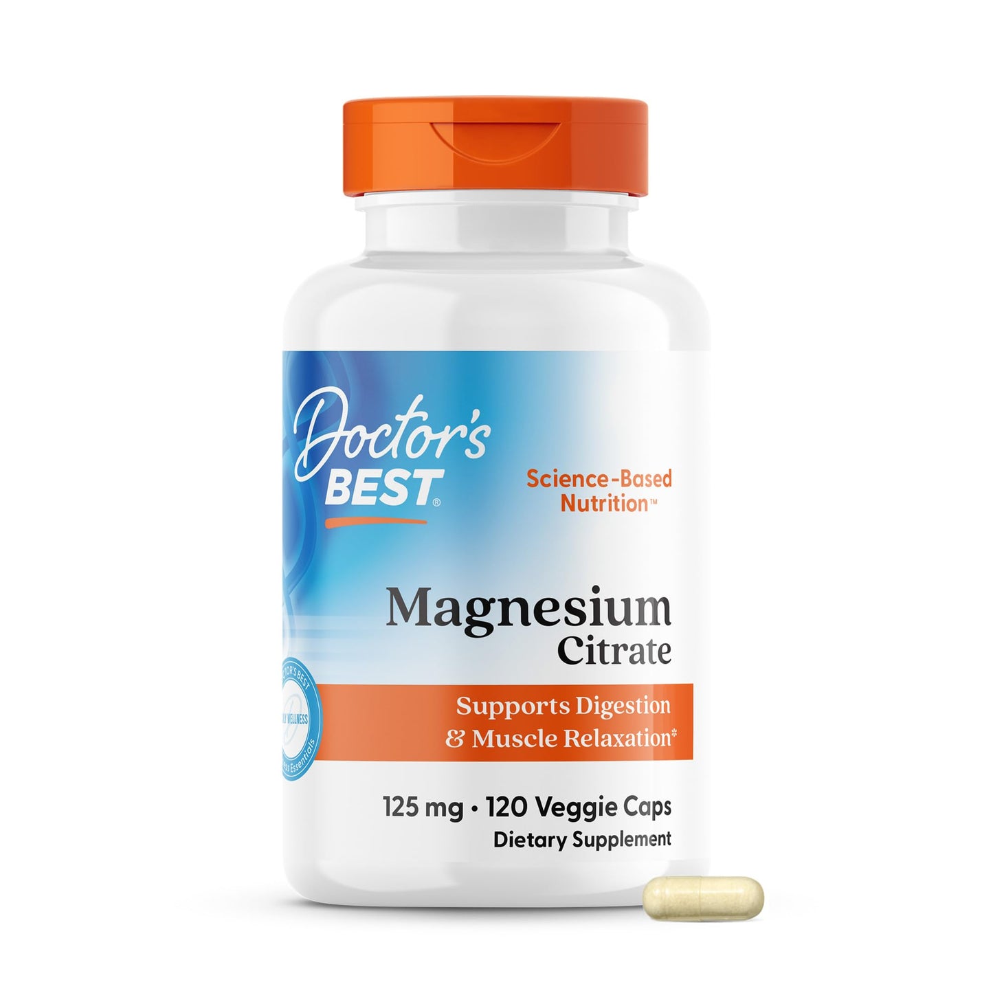 Doctor's Best Magnesium Citrate Supplement 125 mg, 120 Capsules
