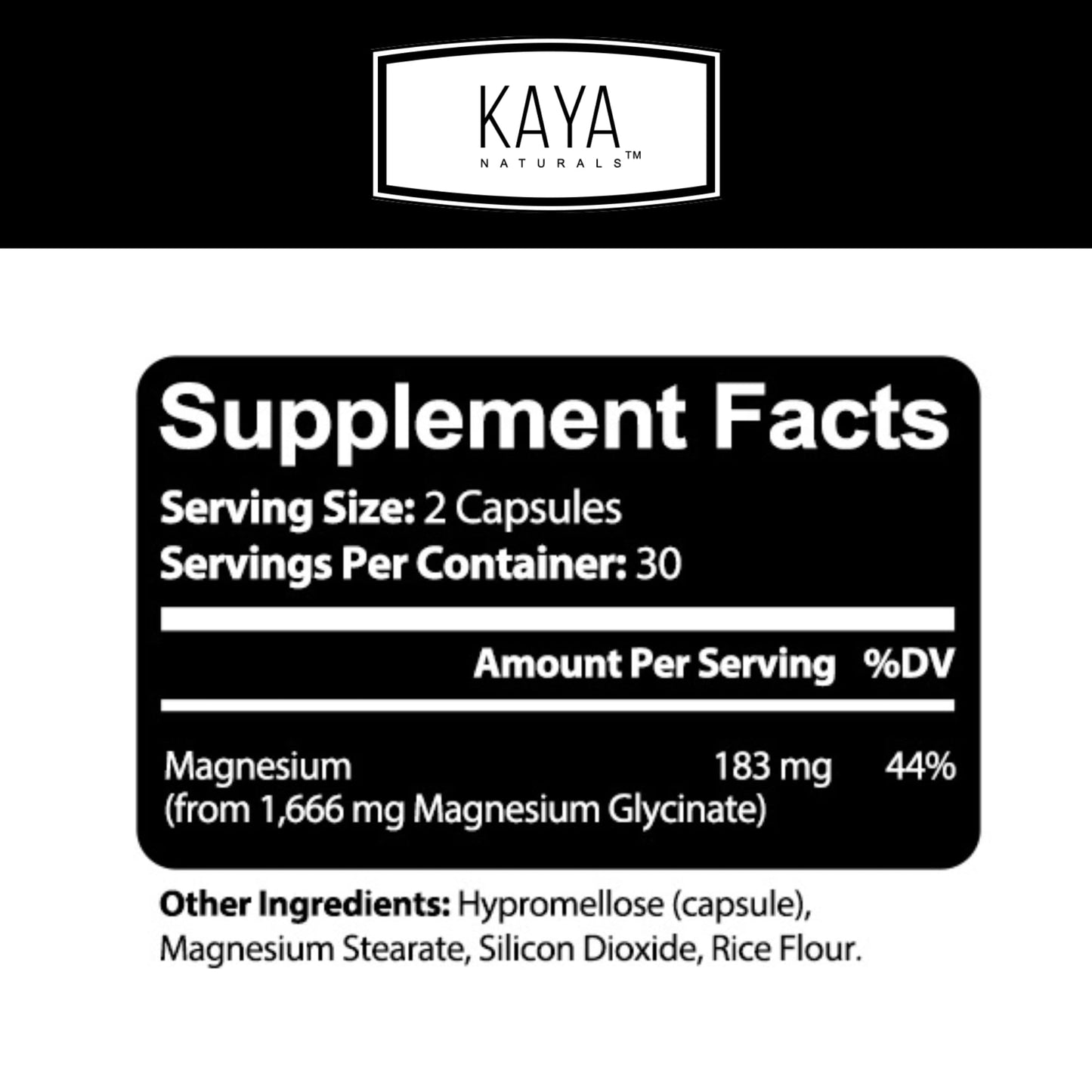 Kaya Naturals Cramp-A-Way Magnesium Glycinate 183mg Capsule, 60 Count