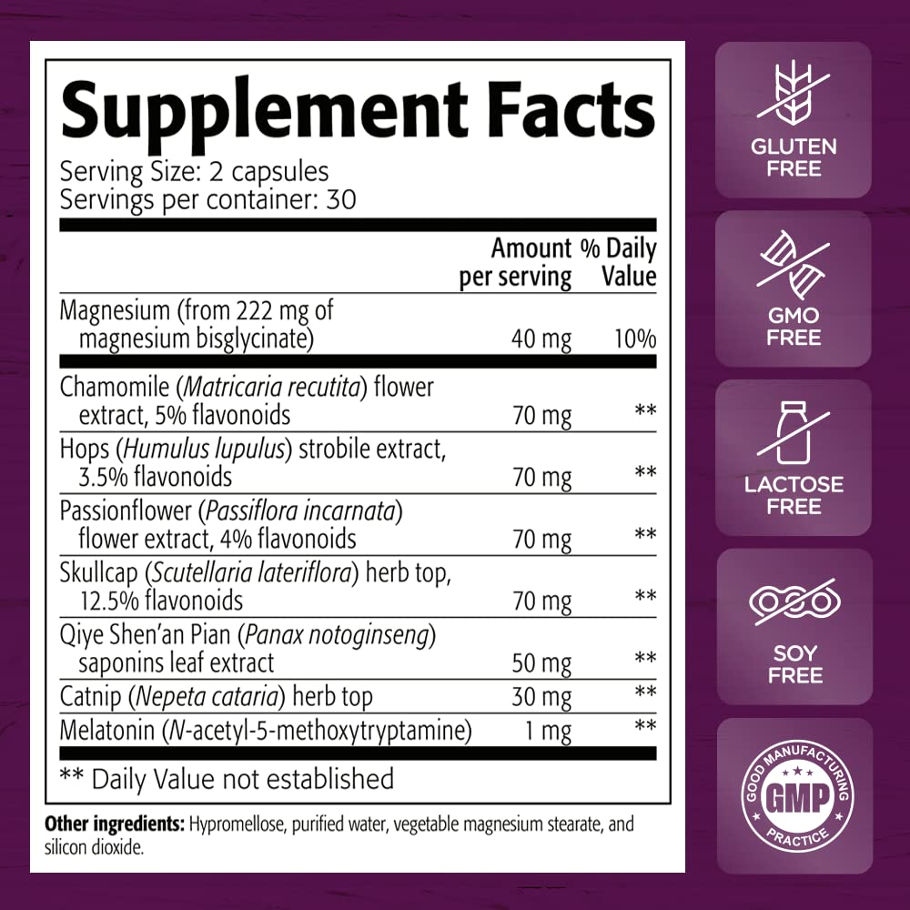 New Roots Herbal Herbal Sleep Supplement with Passion Flower, Chamomile, Hops, Panax Ginseng, Melatonin 120 Capsules