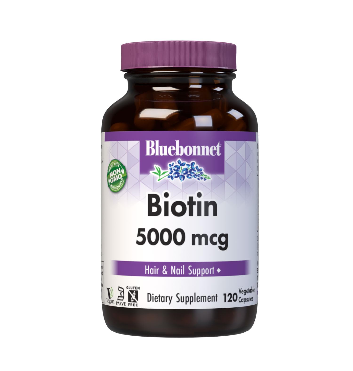 BlueBonnet Biotin 5000 mcg Hair & Nail Support Capsules, 120 Count