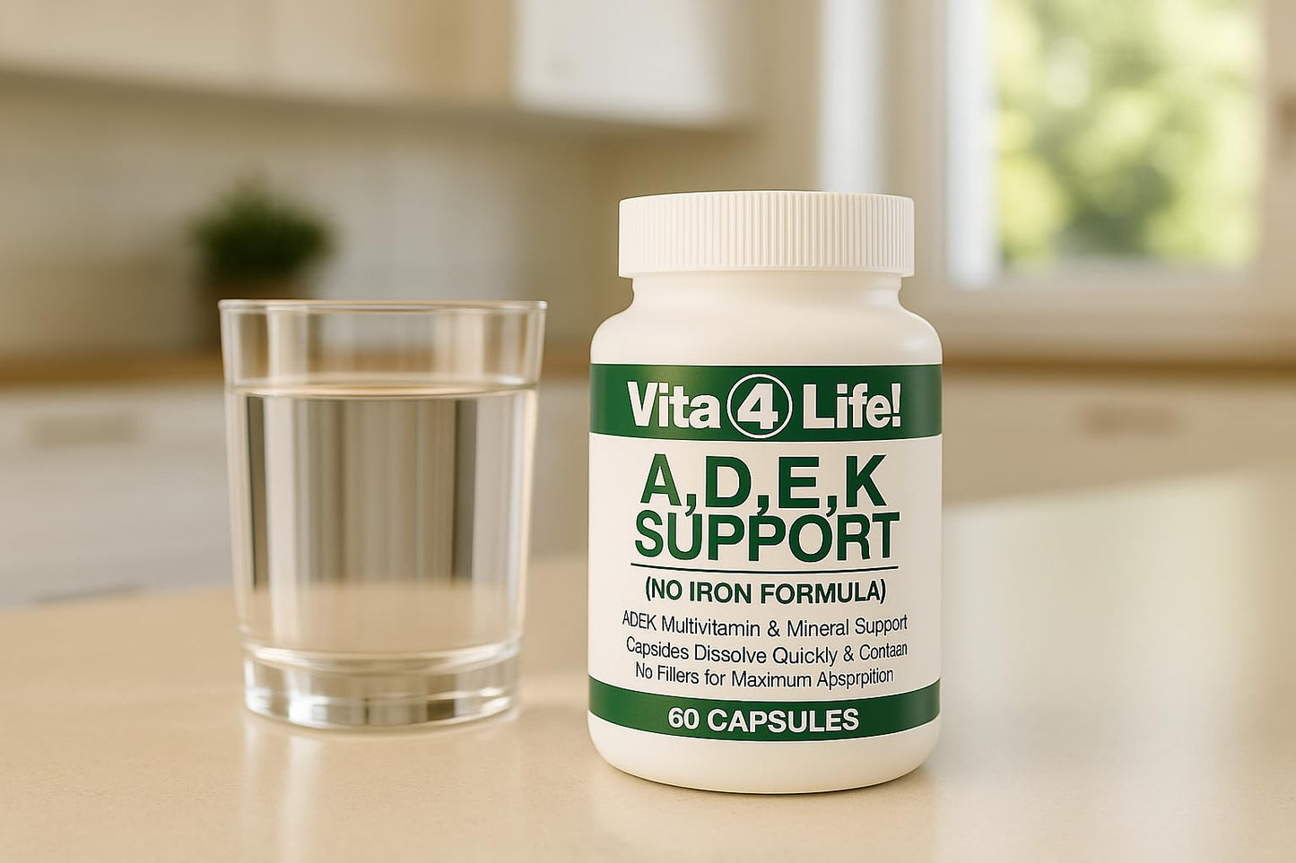 Vita4Life ADEK Fat Soluble Vitamins A D E K Capsule 60 Count