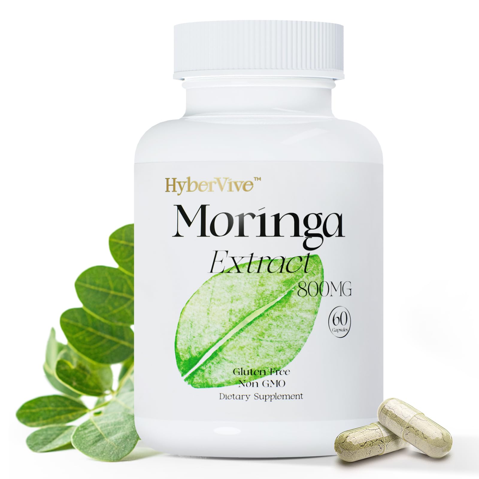 HyberVive Moringa Pure Capsules 800mg, 60 Count