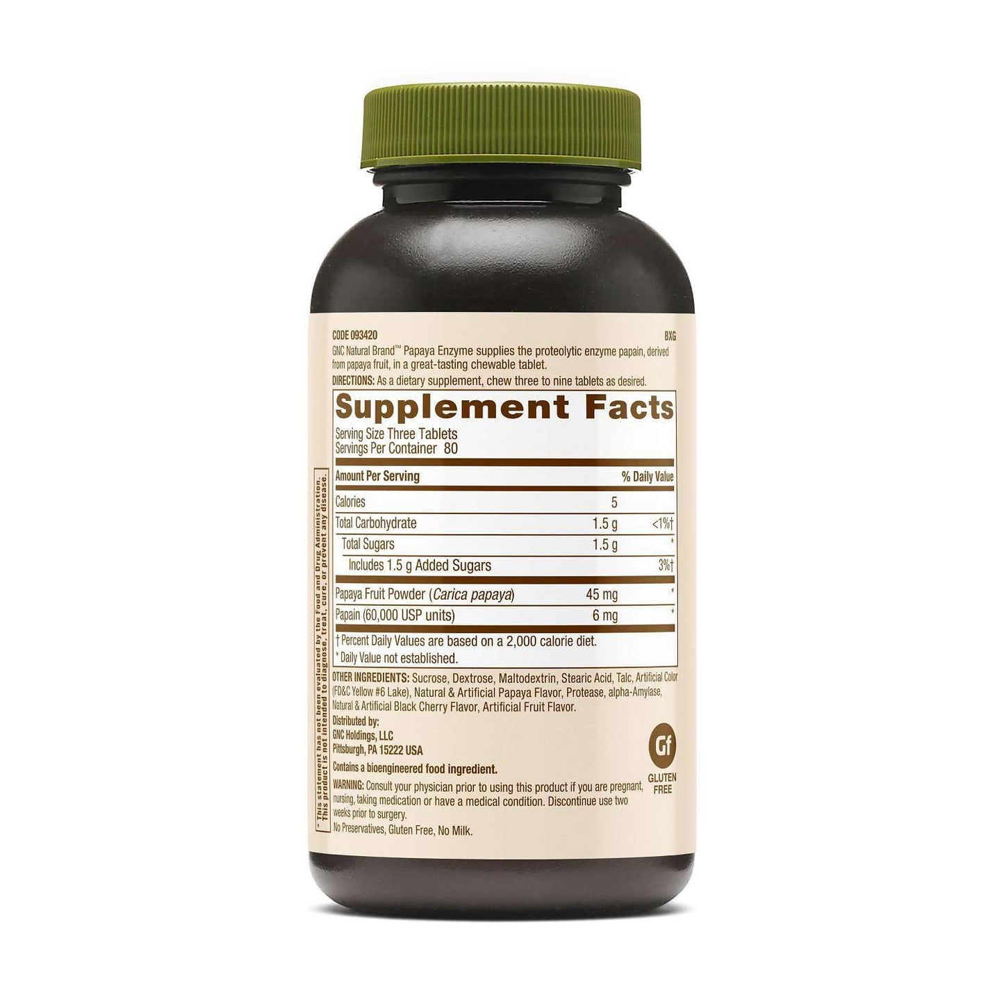 GNC Papaya Enzyme Tablet, 240 Tablets