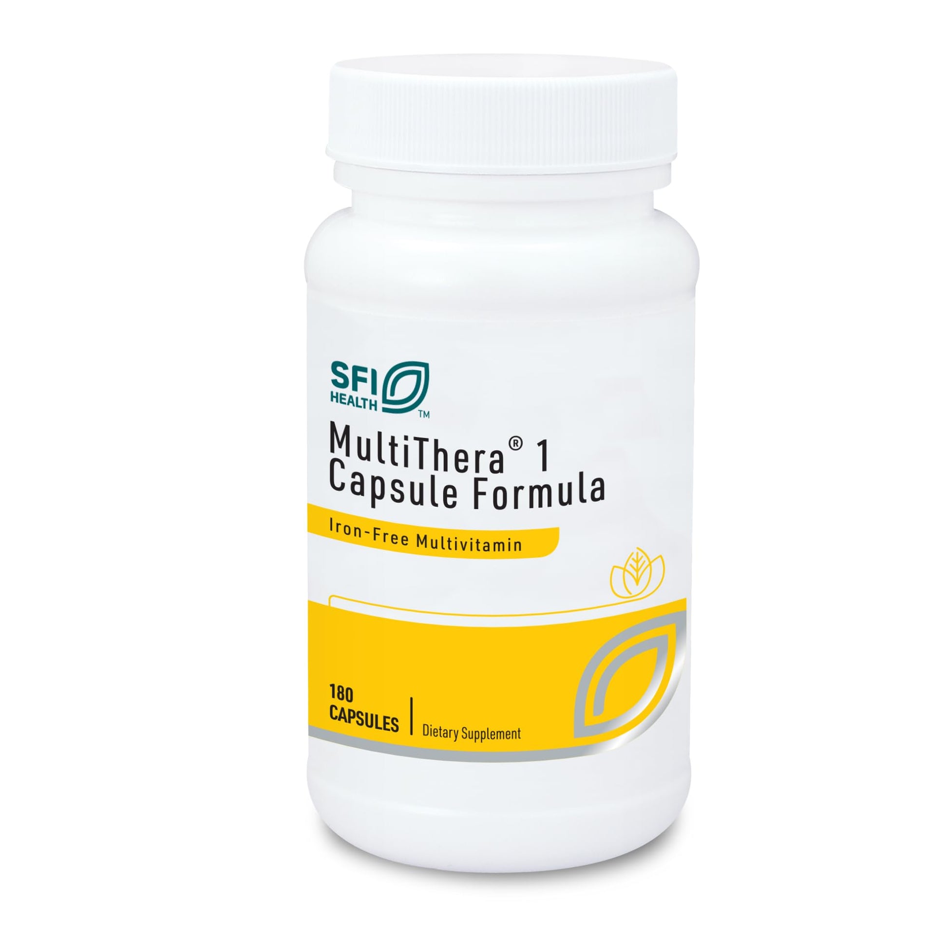 SFI Health MultiThera 1 Iron-Free Multivitamin & Multimineral Capsule Formula with Essential Micronutrients - High Potency with Bioactive Folate & B12 - No Iron, 180 Capsules