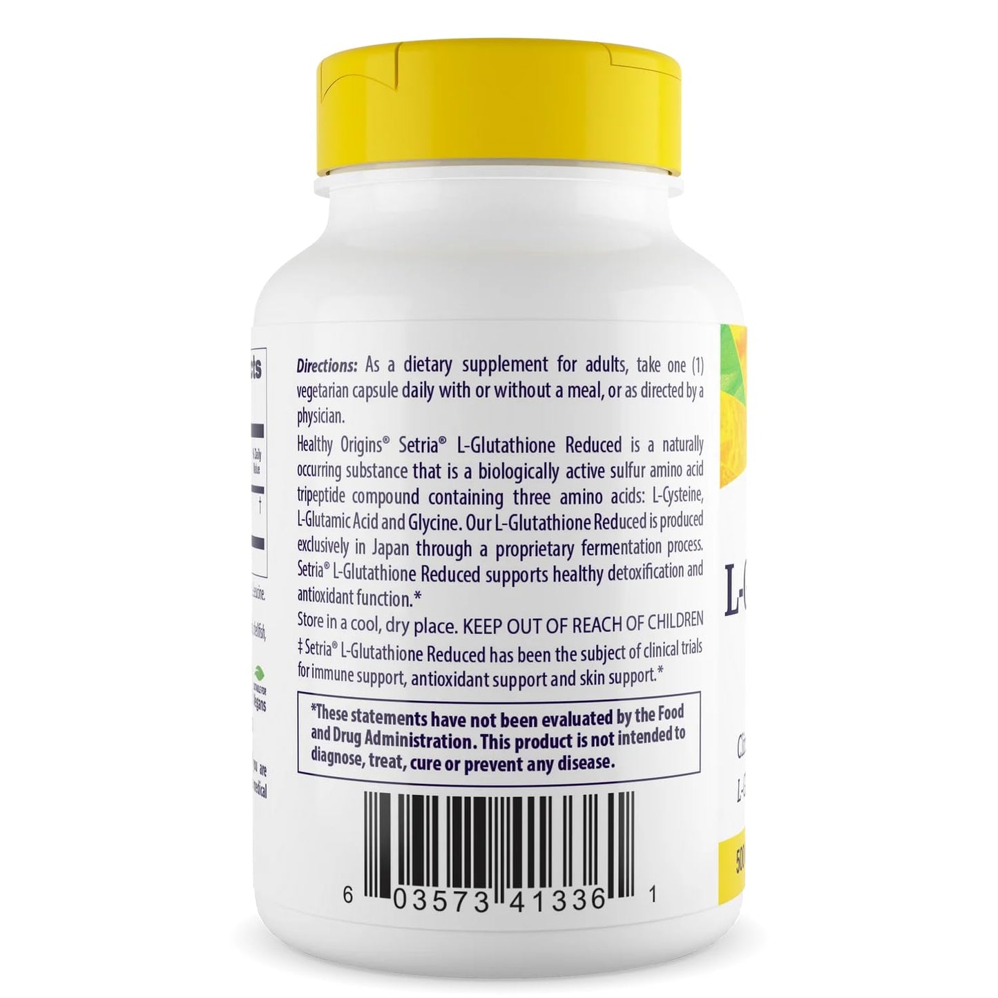 Healthy Origins Setria L-Glutathione 500 mg Capsules, 60 Count