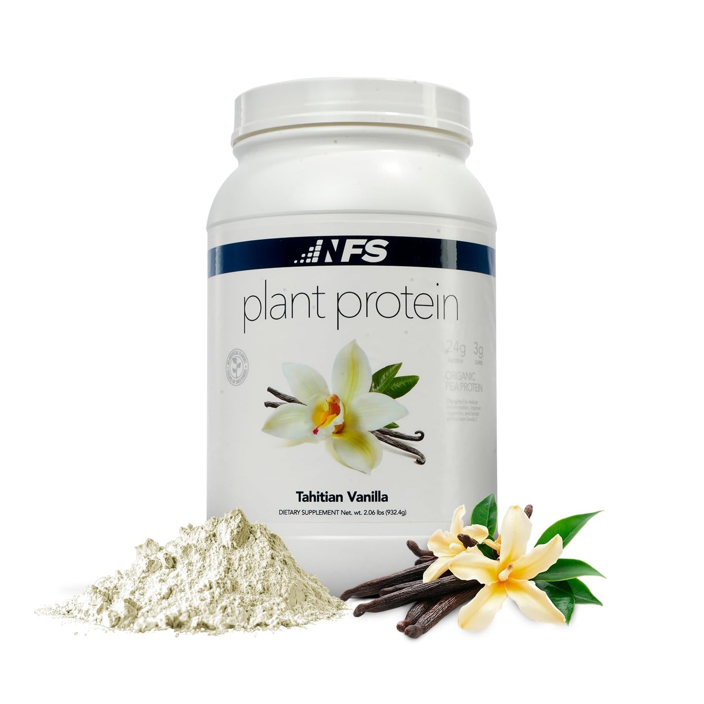 NF Sports All-Natural Plant-Based Protein Powder - Tahitian Vanilla, Organic, Gluten Free, 2.03 lb