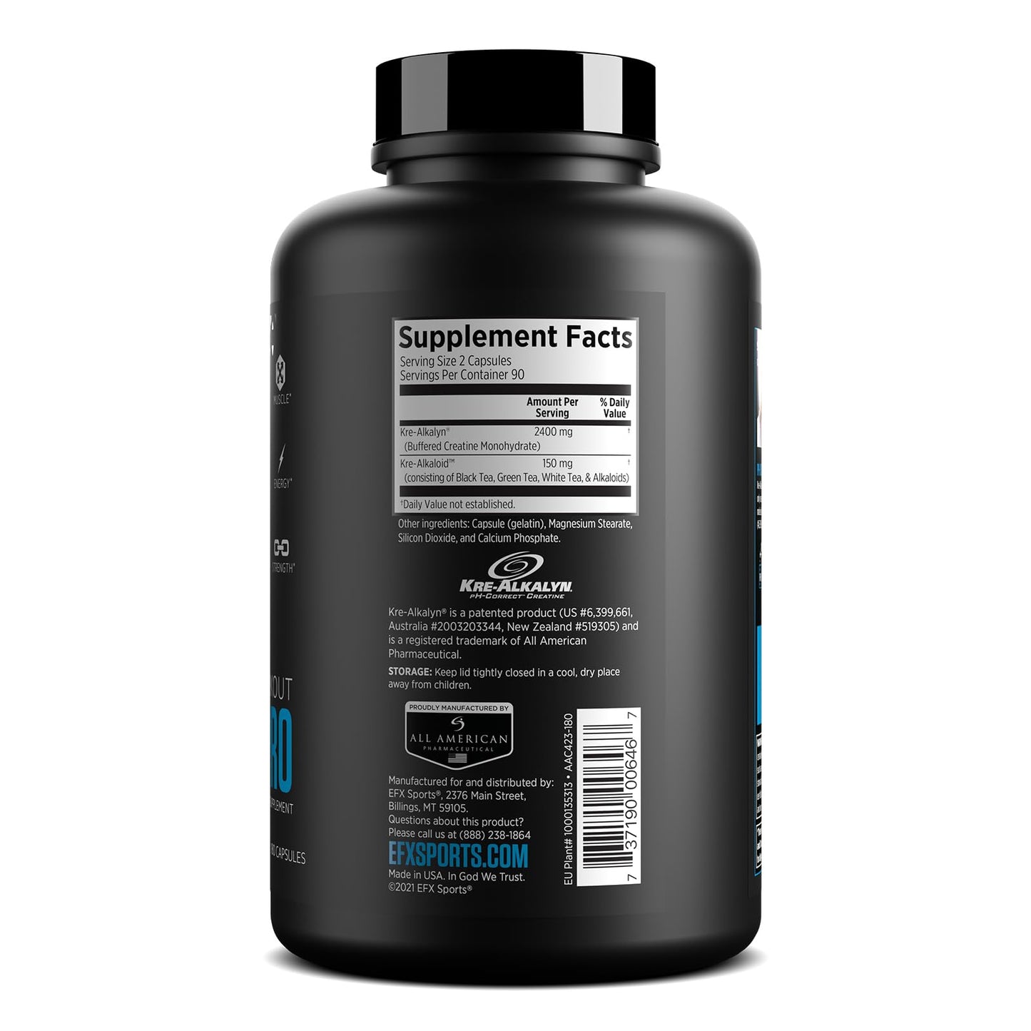 EFX Sports Kre-Alkalyn Pro Capsule 180 Count