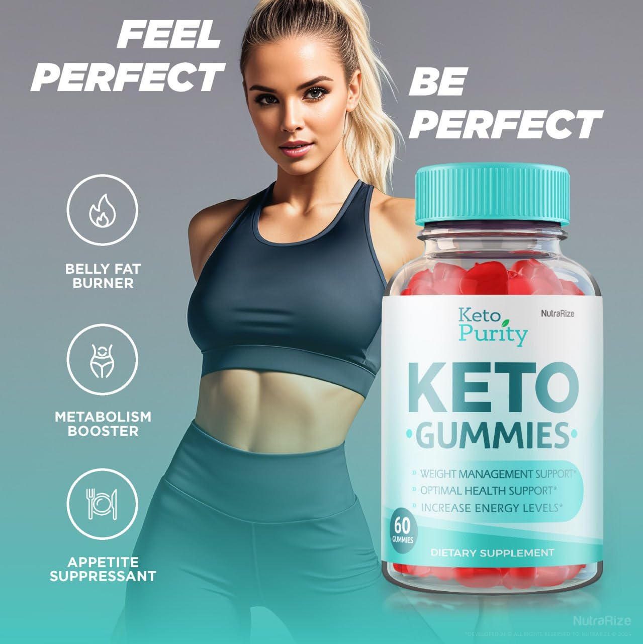 NutraRize Keto Purity Gummies for Advanced Weight Loss with ACV, Maximum Strength Dietary Supplement, 120 Gummies