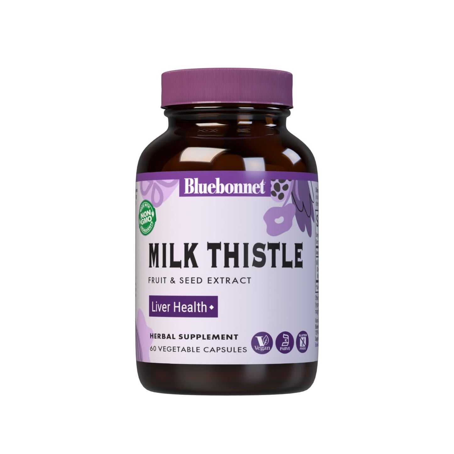 BlueBonnet Milk Thistle Fruit and Seed Extract Supplement Capsules, 60