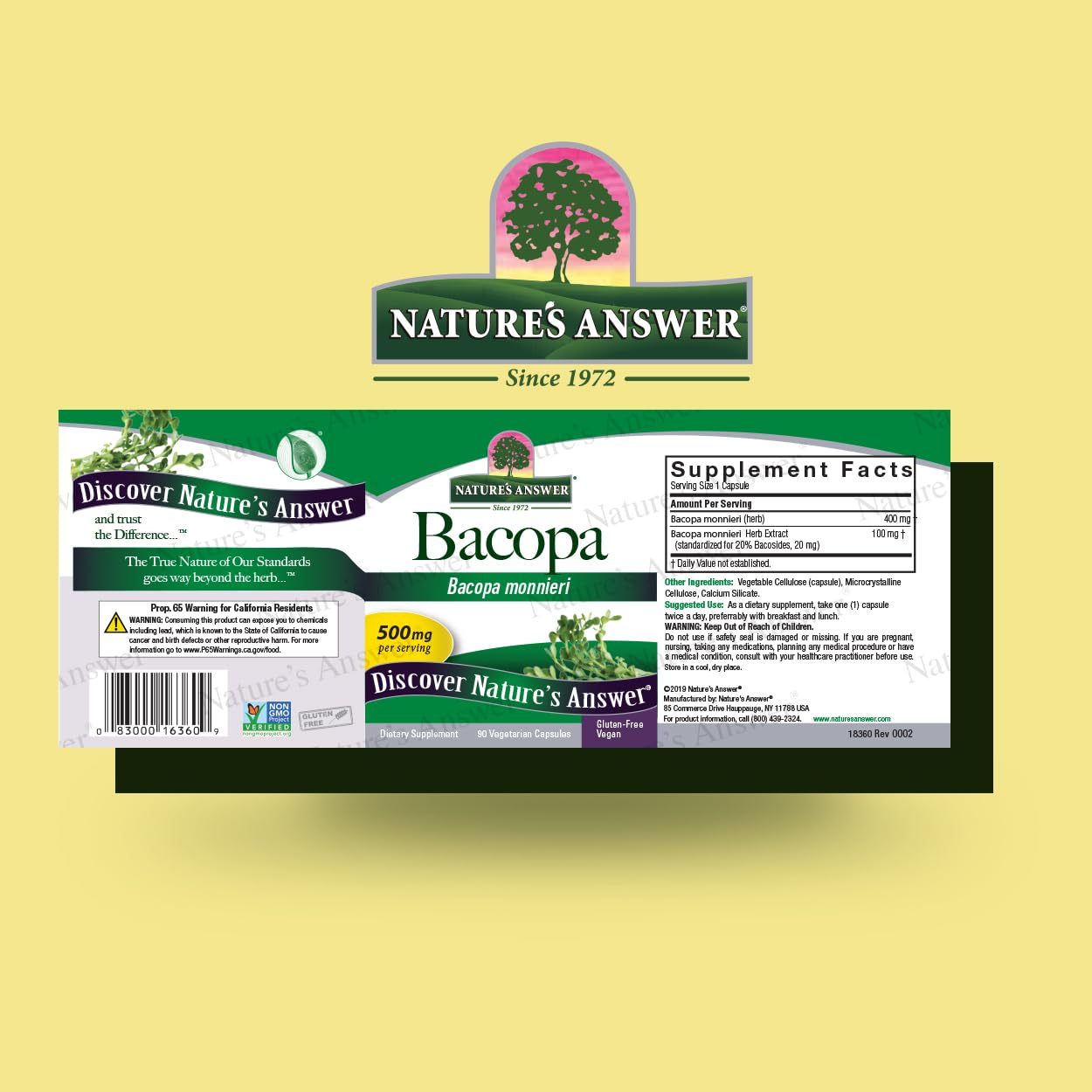 Nature's Answer Bacopa Monnieri 500mg Capsule, 90 Capsules