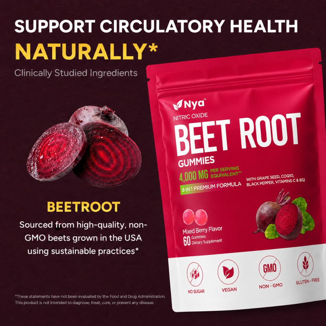 Pricyru NYA Organic Beetroot Gummies, 90 Count