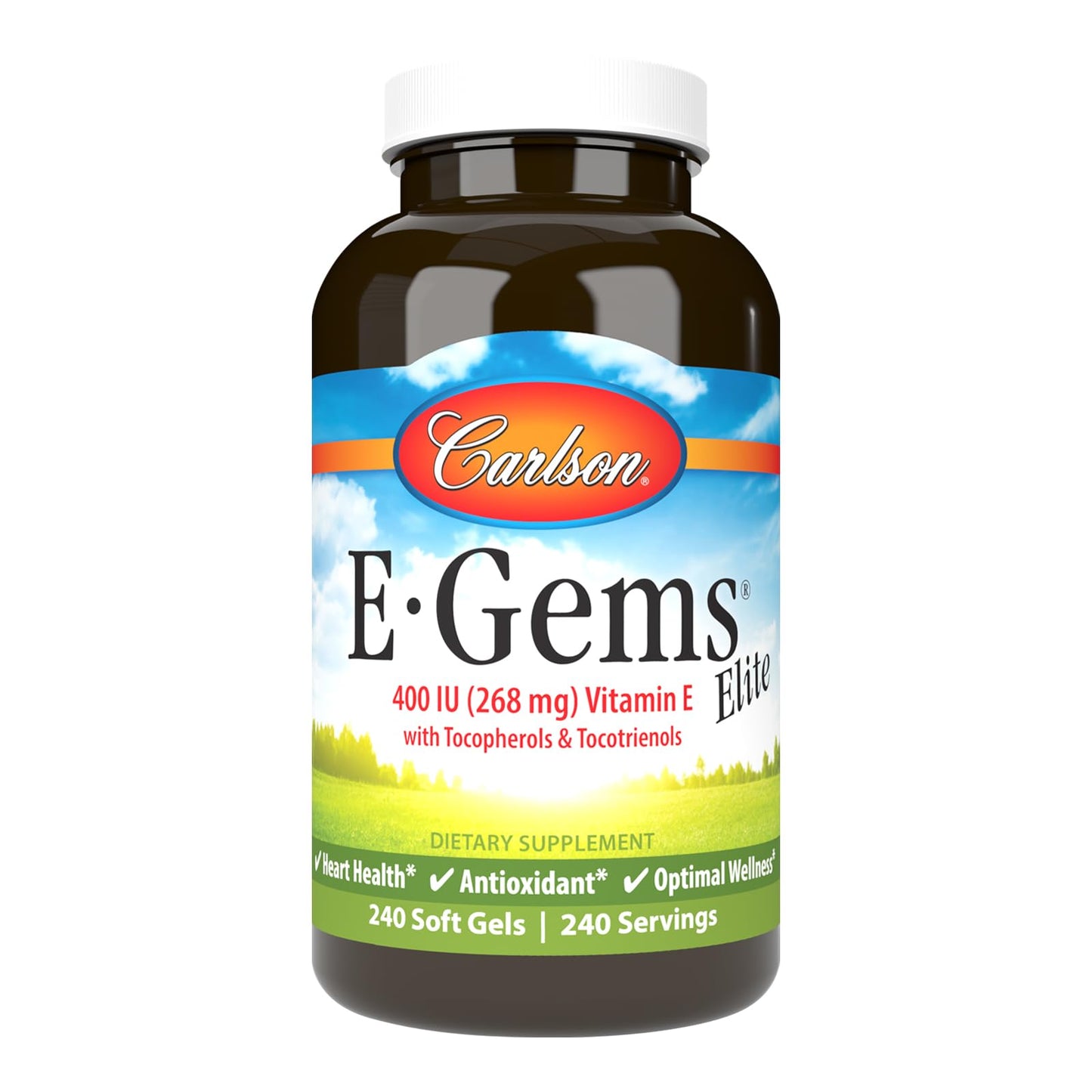 Carlson E-Gems Elite Vitamin E 400 IU with Tocopherols & Tocotrienols Softgels 240