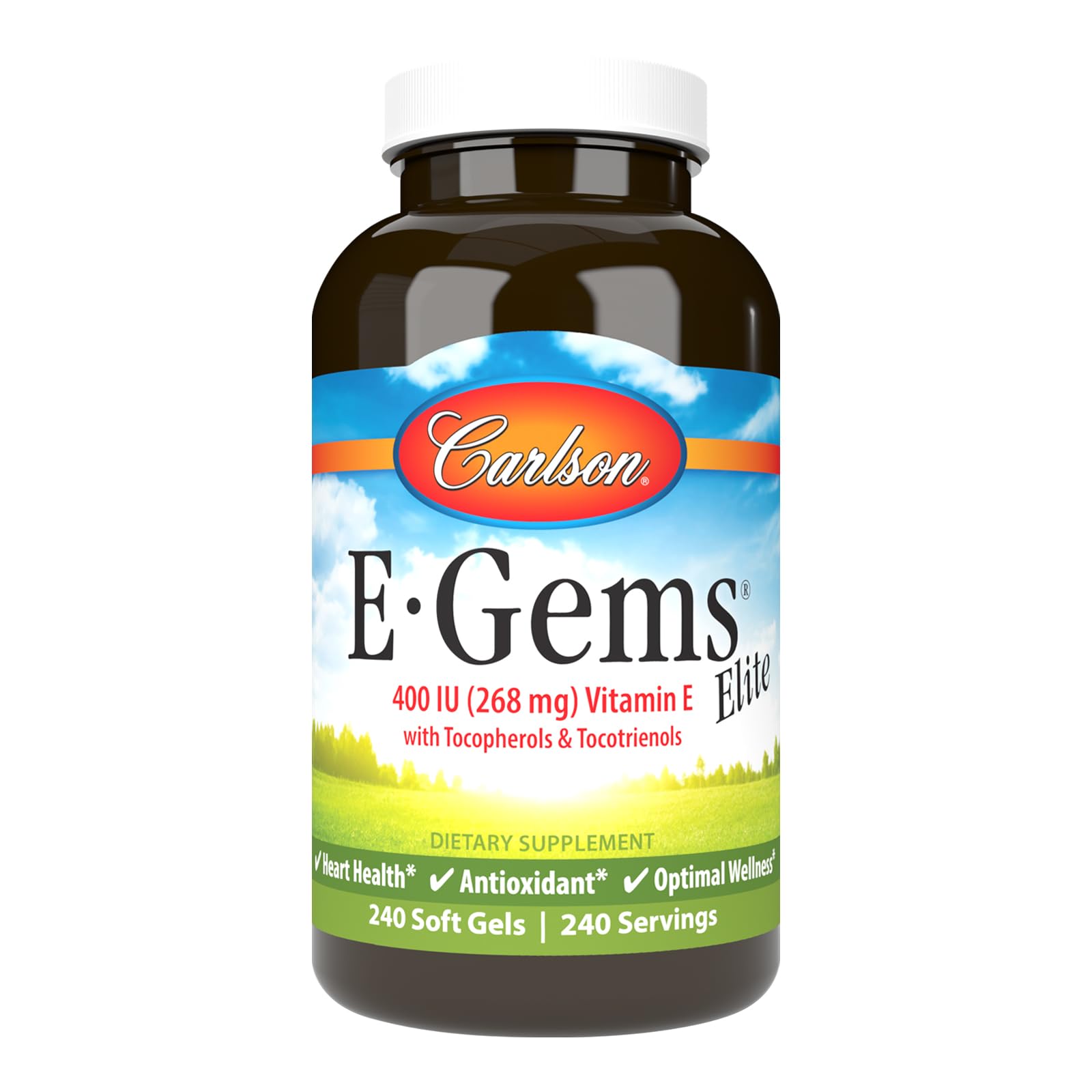 Carlson E-Gems Elite Vitamin E 400 IU with Tocopherols & Tocotrienols Softgels 240