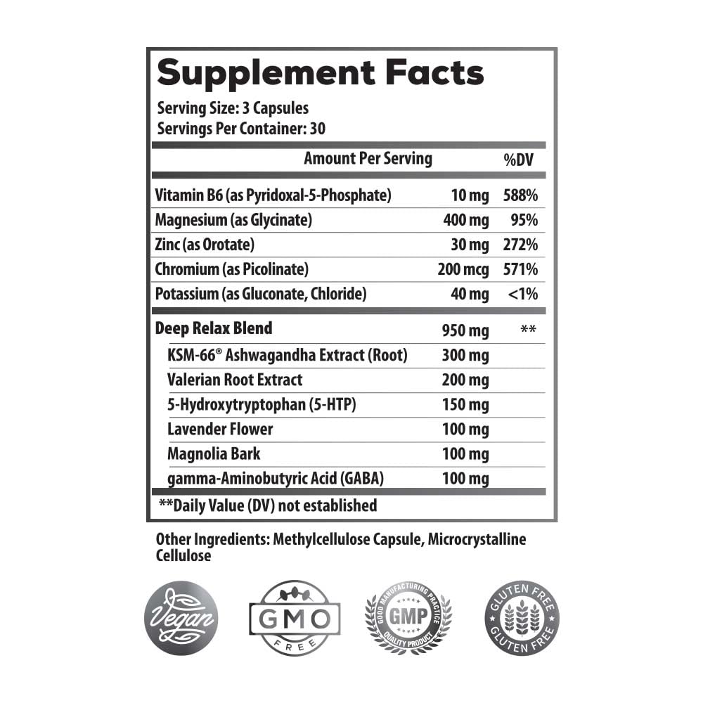 Ideal Infusion Nighttime Muscle Recovery & Deep Sleep Supplement: Stress Support and Hormone Balance - Zinc + Magnesium Glycinate, Ashwagandha KSM-66 - Melatonin-Free, 90 Capsules