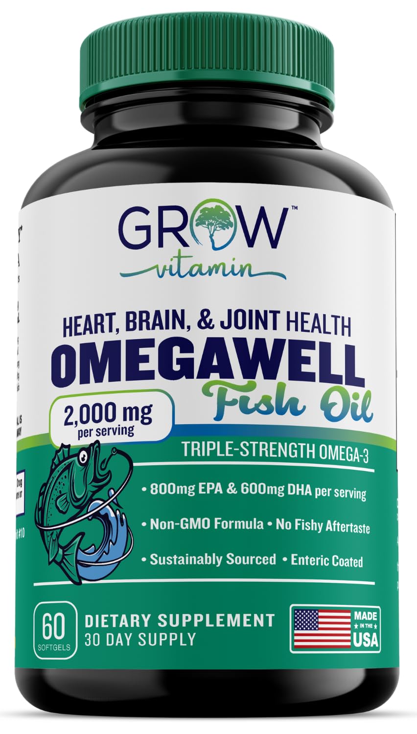 grow vitamin Triple Strength Omega 3 Fish Oil Softgels 60 Count