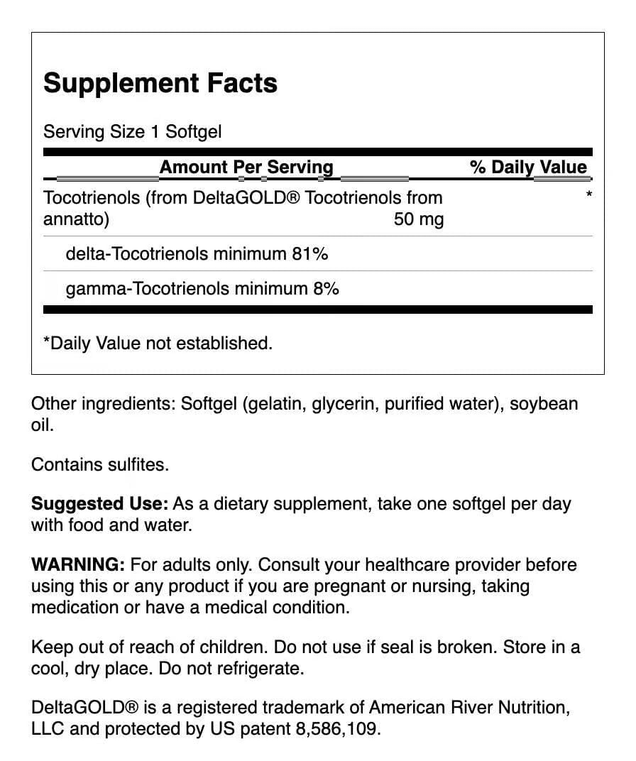 Swanson Deltagold Tocotrienols 50 mg Softgels, 120 Count