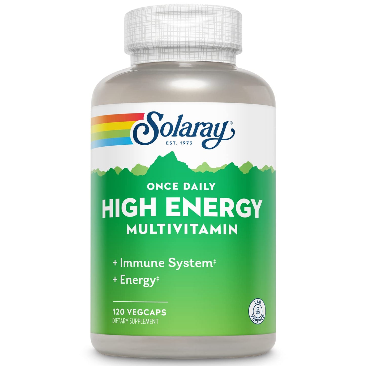 SOLARAY High Energy Multivitamin No Iron Timed-Release Whole Food & Herb Base VegCaps 120