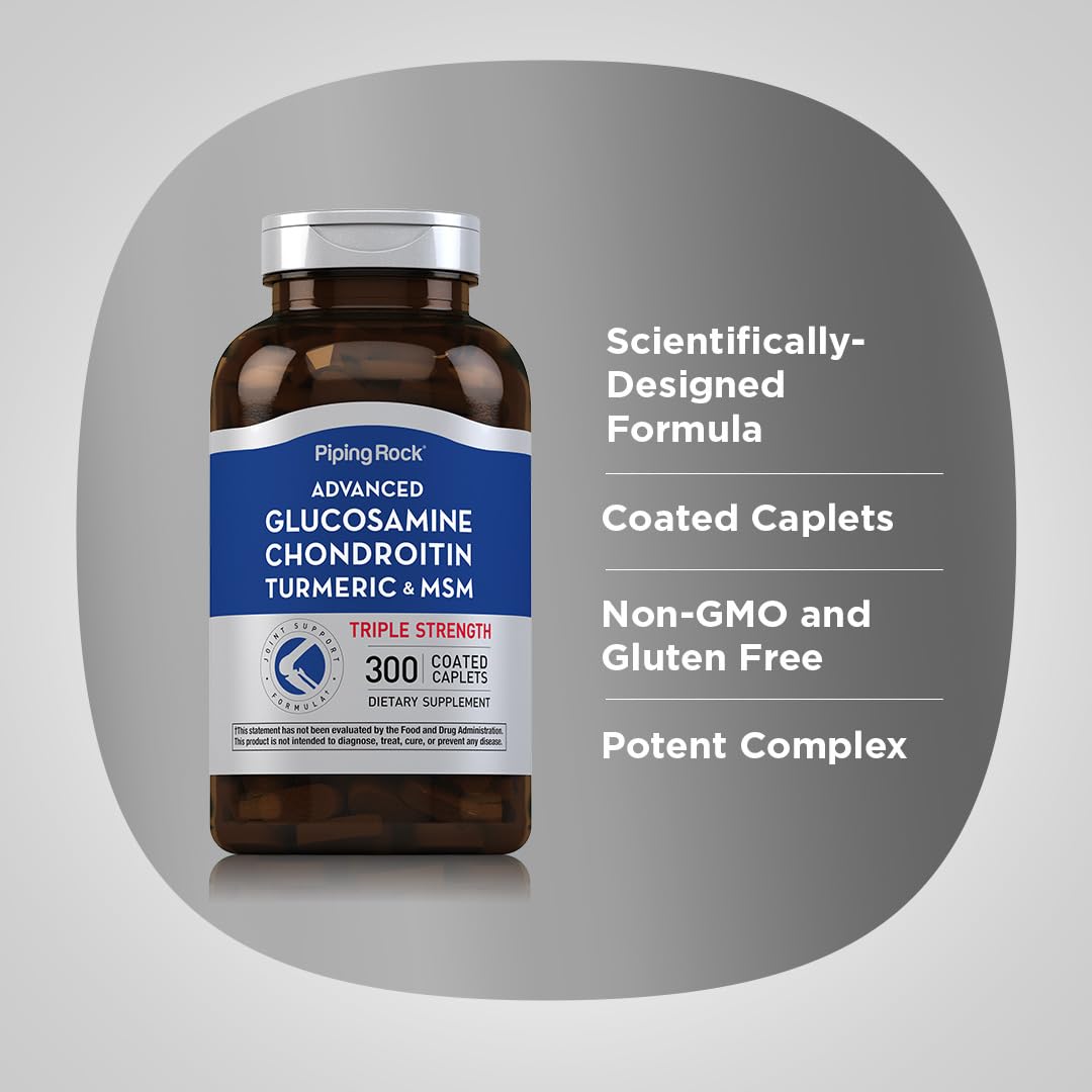 Piping Rock Glucosamine Chondroitin MSM Turmeric Caplets 300