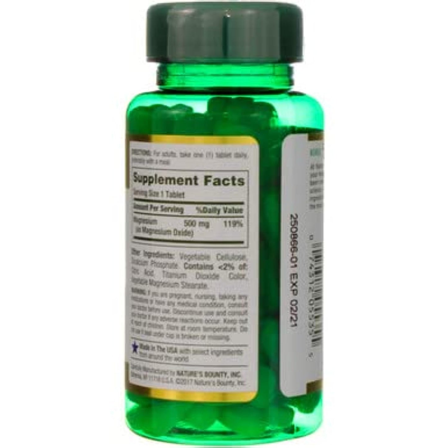 Nature's Bounty Magnesium 500 mg Tablets 100 Count