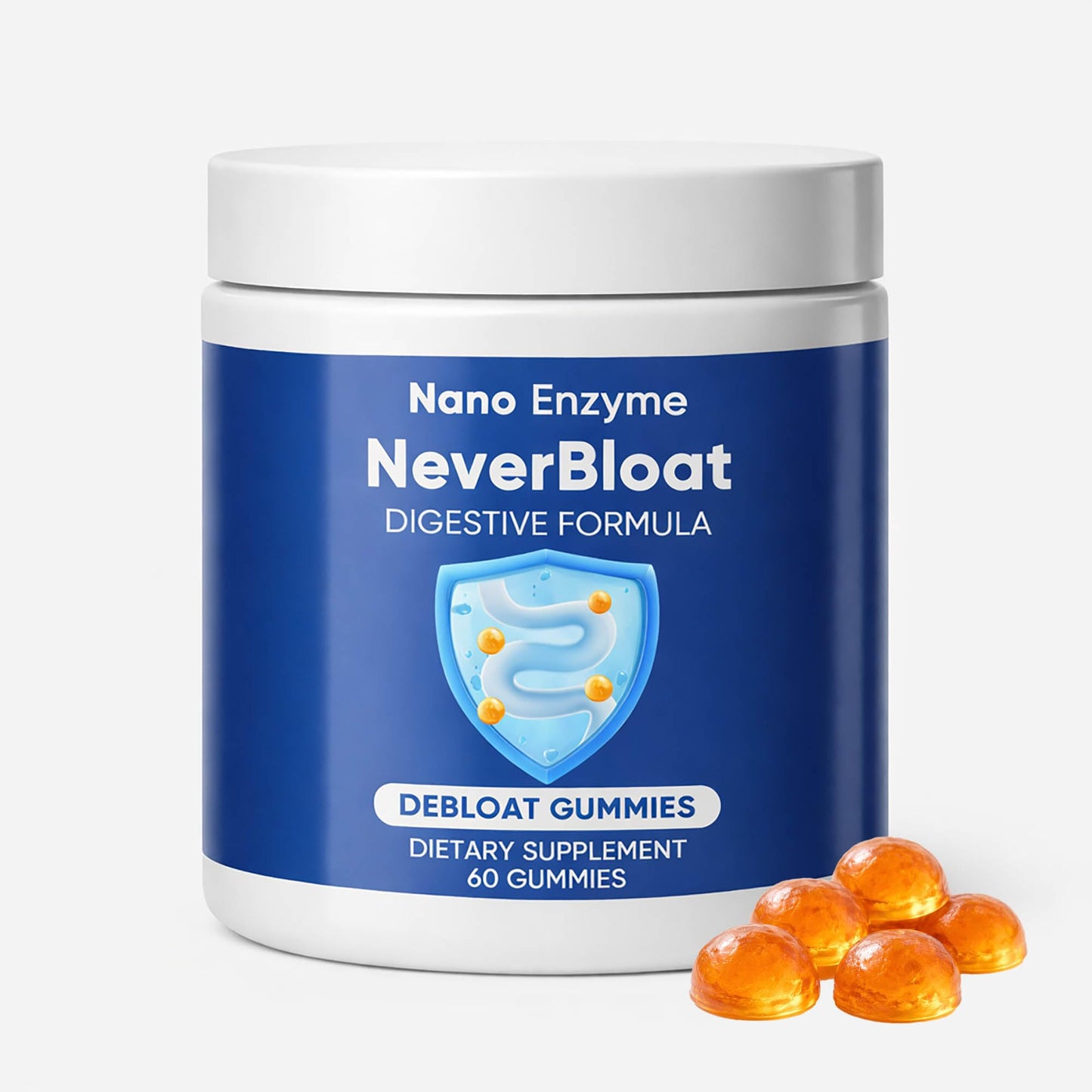 KBKTWOLT Nano Digestive Enzyme Gummies with Probiotics – NeverBloat Formula for Daily Digestive Support, Helps Relieve Bloating & Gas, Chewable Enzyme Complex, 60 Gummies